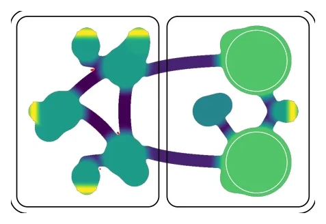 Chamber depth map of the Homestead, color-coded from shallow (purple) to deep (yellow)