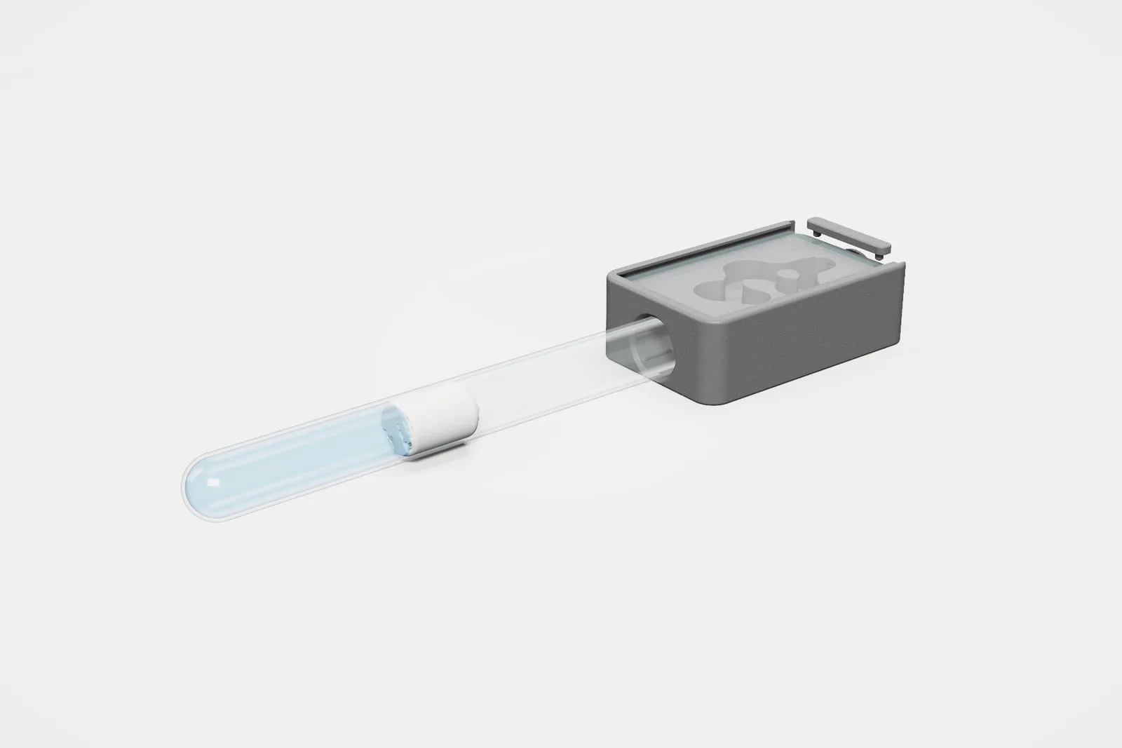 Model 00 Scout with a water-filled test tube pushed into its round end